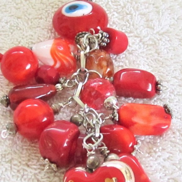 Handmade Accessories - Red Beaded Purse Dangle